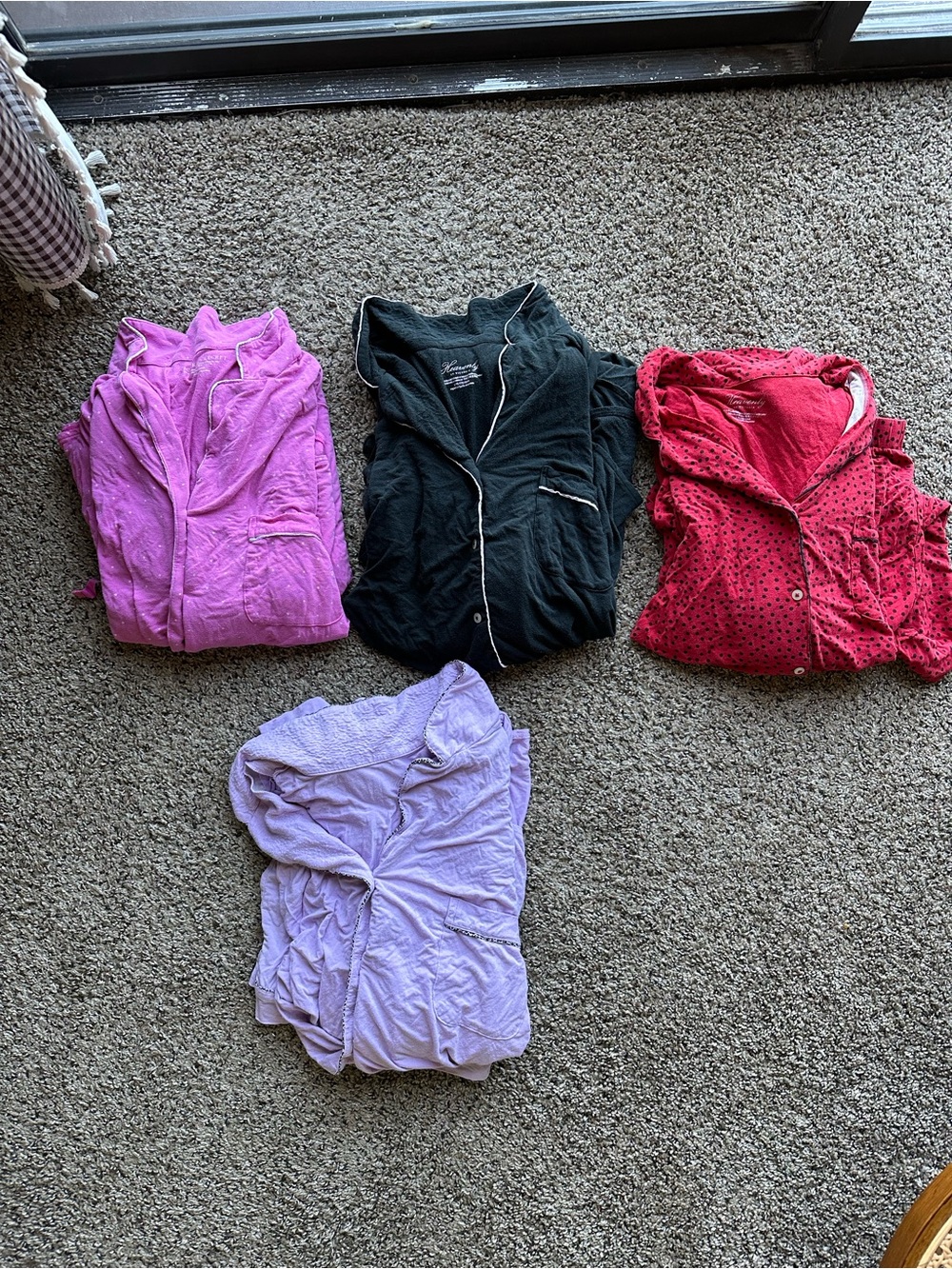 Victorias Secret Pink, Black, Red & Lavender Cozy Button-Front Jacket Set